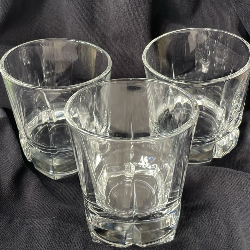 3 Libby square bottom double old fashion glasses